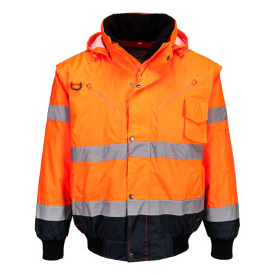 3-in-1 Bomber Jacket -Orange/Navy